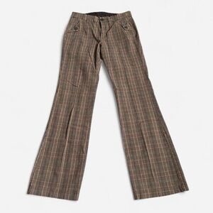 Y2K Brown Plaid Flare Pants